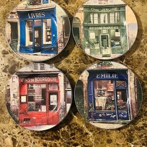 Set of 4 Sakura “Storefronts” stoneware salad/dessert plates